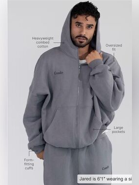 NWT Mega oversized COMFRT cloud zip hoodie sz Large wolf gray